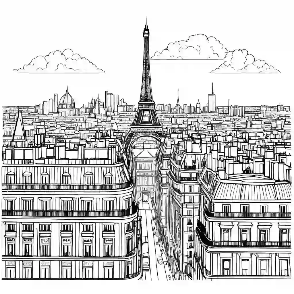 Paris Skyline coloring pages